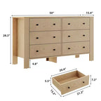 Commode de chambre à 6 tiroirs de 50 po – Commode moderne en bois avec grand espace de rangement, poignées noires