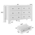 Commode de chambre à 6 tiroirs de 50 po – Commode moderne en bois avec grand espace de rangement, poignées noires