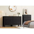 Commode de chambre à 6 tiroirs de 50 po – Commode moderne en bois avec grand espace de rangement, poignées noires