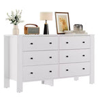 Commode de chambre à 6 tiroirs de 50 po – Commode moderne en bois avec grand espace de rangement, poignées noires