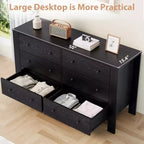 Commode de chambre à 6 tiroirs de 50 po – Commode moderne en bois avec grand espace de rangement, poignées noires