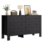 Commode de chambre à 6 tiroirs de 50 po – Commode moderne en bois avec grand espace de rangement, poignées noires