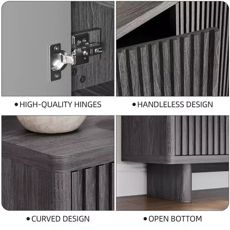 Banc à chaussures de 80 cm avec porte nervurée — Rangement à 5 niveaux, entrée, style moderne