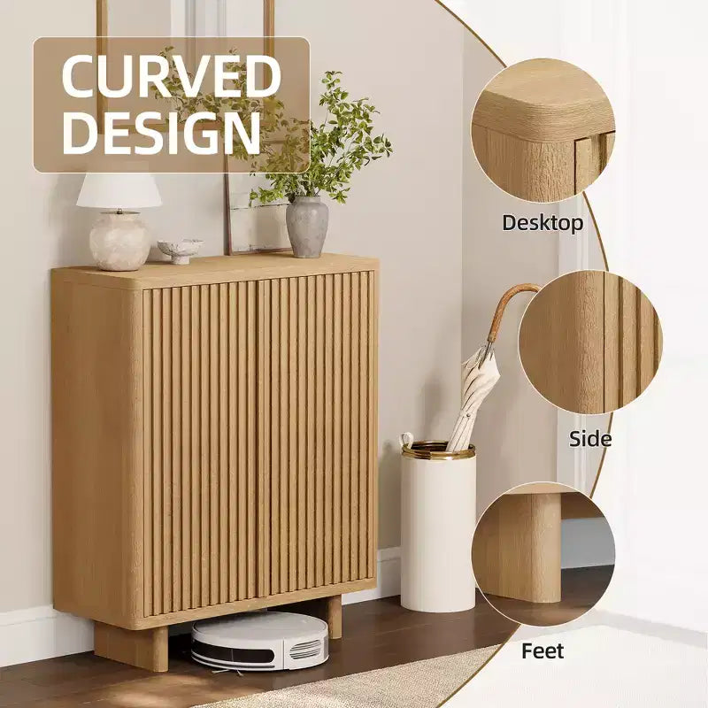 Banc à chaussures de 80 cm avec porte nervurée — Rangement à 5 niveaux, entrée, style moderne