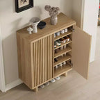 Banc à chaussures de 80 cm avec porte nervurée — Rangement à 5 niveaux, entrée, style moderne