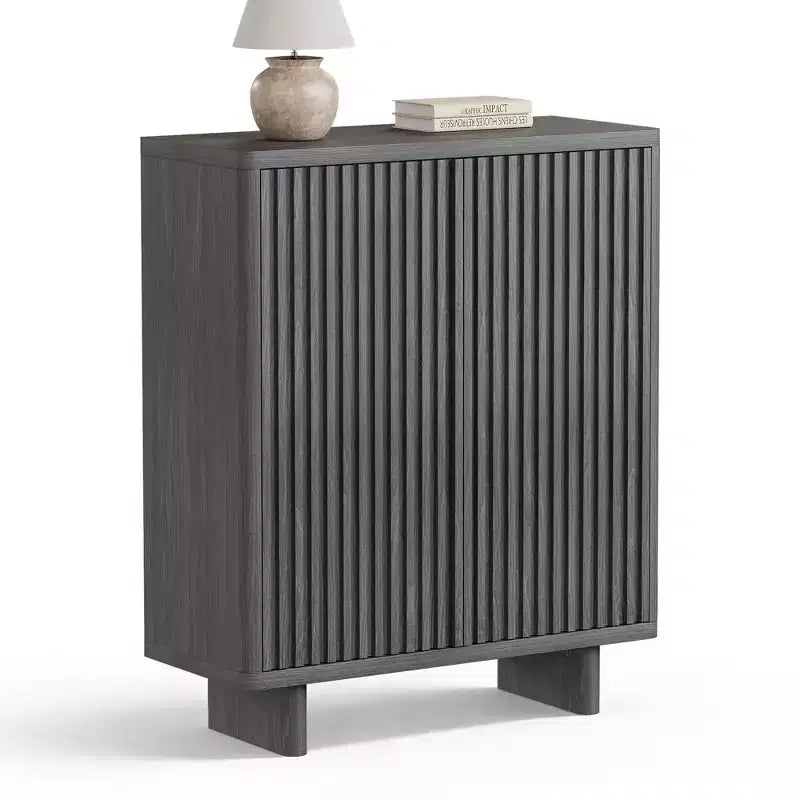 Banc à chaussures de 80 cm avec porte nervurée — Rangement à 5 niveaux, entrée, style moderne
