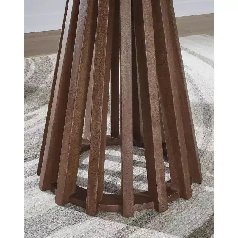 Table d'appoint ronde Kallari — Bicolore marron chaud et noir, manguier et placage