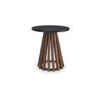 Table d'appoint ronde Kallari — Bicolore marron chaud et noir, manguier et placage
