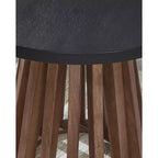 Table d'appoint ronde Kallari — Bicolore marron chaud et noir, manguier et placage