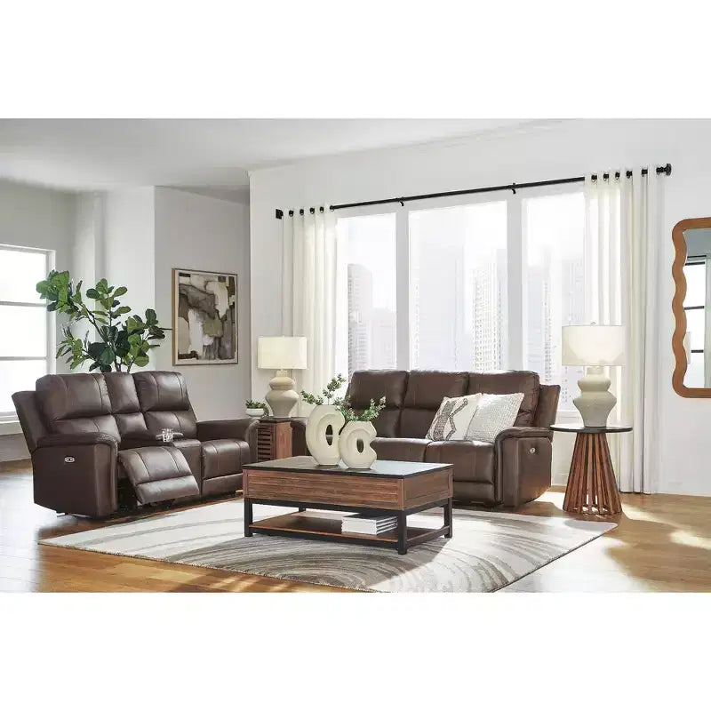 Table d'appoint ronde Kallari — Bicolore marron chaud et noir, manguier et placage