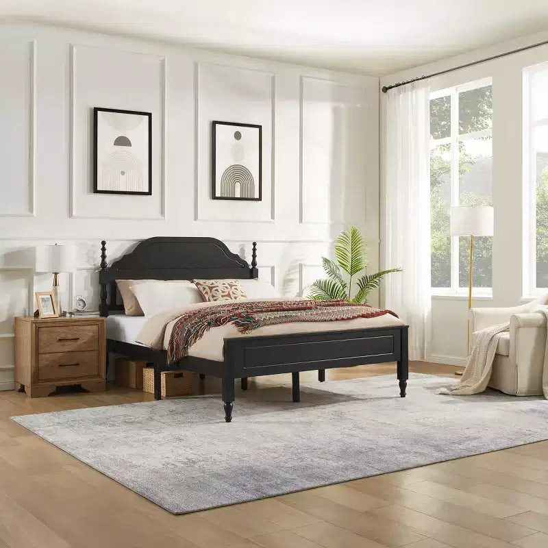 Lit rembourré moderne Ashbourne avec tête de lit incurvée — Queen, polyester