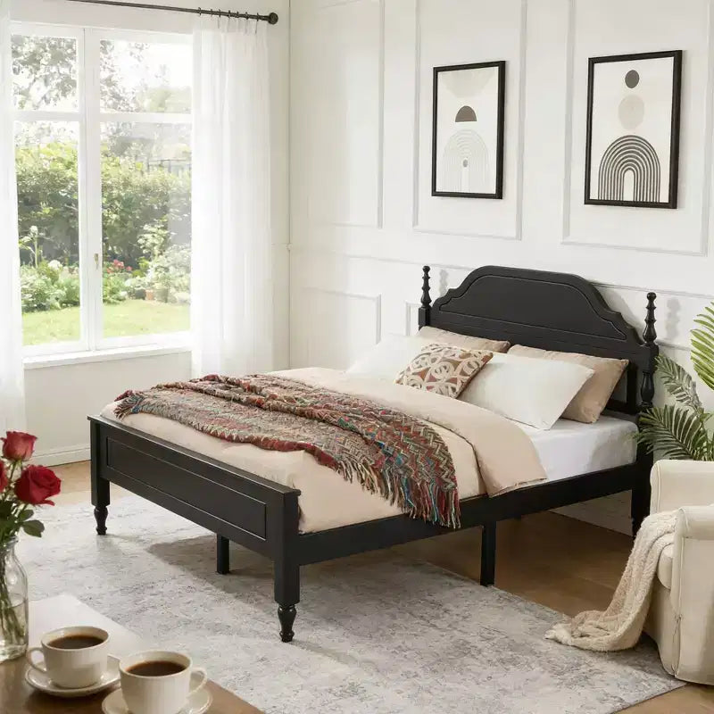 Lit rembourré moderne Ashbourne avec tête de lit incurvée — Queen, polyester