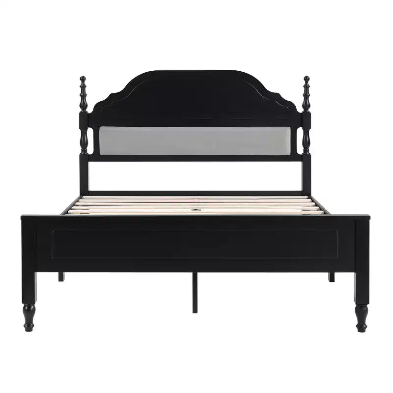 Lit rembourré moderne Ashbourne avec tête de lit incurvée — Queen, polyester