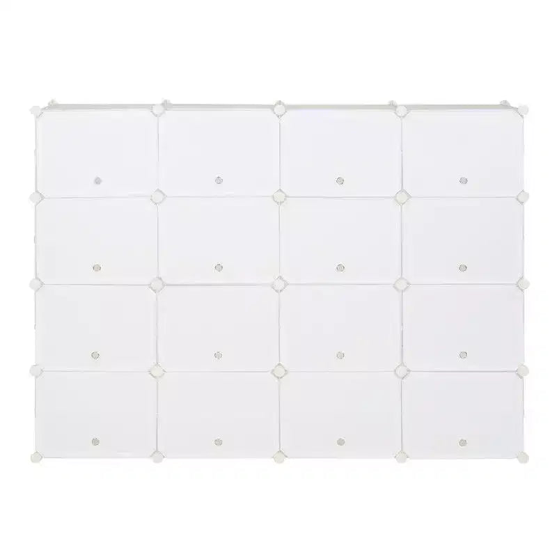 Organisateur de chaussures modulaire DIY 32 casiers — Peut contenir 64 paires, plastique renforcé d'acier, blanc