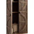 Armoire murale Galliene en bois de manguier sculpté à la main — 56 cm (L) x 71 cm (H), 3 étagères, naturel
