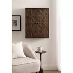 Armoire murale Galliene en bois de manguier sculpté à la main — 56 cm (L) x 71 cm (H), 3 étagères, naturel