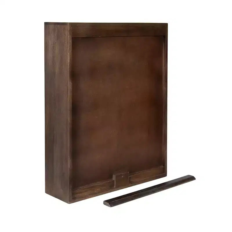 Armoire murale Galliene en bois de manguier sculpté à la main — 56 cm (L) x 71 cm (H), 3 étagères, naturel