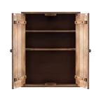Armoire murale Galliene en bois de manguier sculpté à la main — 56 cm (L) x 71 cm (H), 3 étagères, naturel