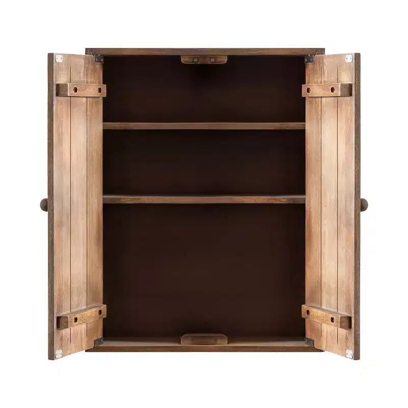 Armoire murale Galliene en bois de manguier sculpté à la main — 56 cm (L) x 71 cm (H), 3 étagères, naturel