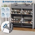 Meuble de Rangement pour Chaussures avec 4 Tiroirs Rabattables, Organisateur de Chaussures Caché Autonome avec Étagères Réglables, Meuble à Chaussures en Bois pour Salon, Blanc