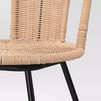 Tabouret de bar 24" Olivine à dossier arrondi en rotin - Pieds en métal noir, repose-pieds, naturel