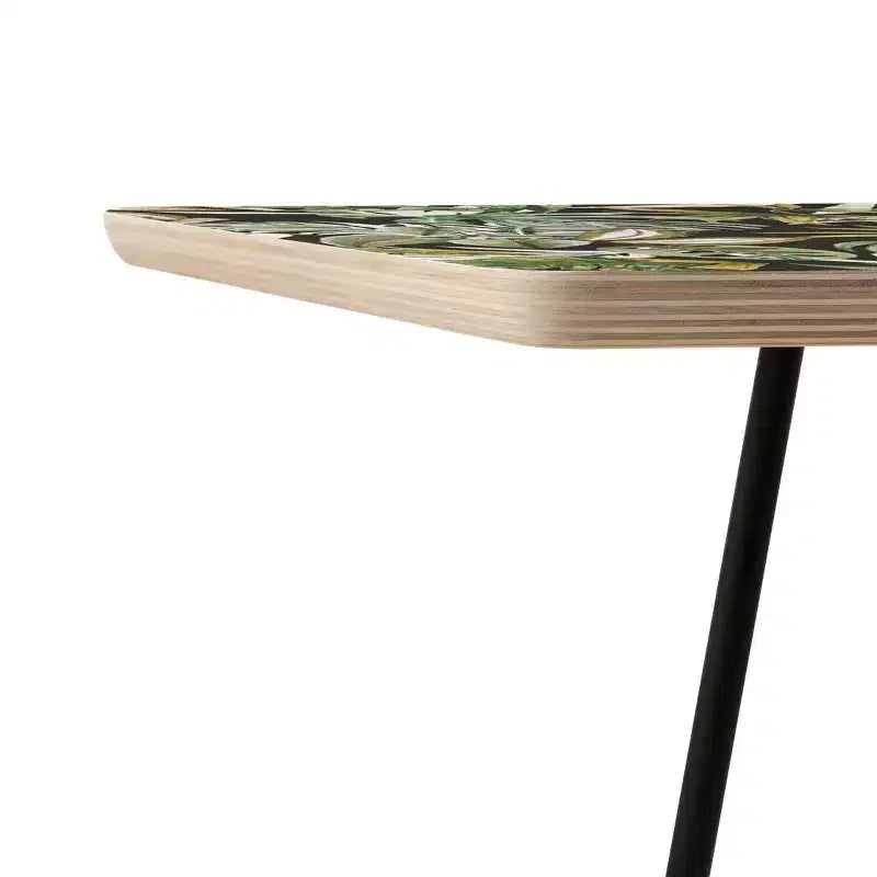 Table d'appoint Jungle Aquarelle Sombre — Noire, Plateau en Bouleau de la Baltique, Impression d'artiste