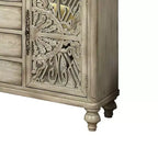 Console 60 po Vermont – Blanc antique, 4 tiroirs, 4 tablettes, cadre en bois