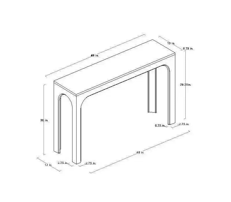 Table console Thetford — Grise, placage de bois, 48 po L x 30 po H, finition blanc cassé