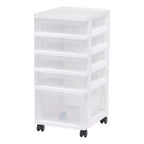 IRIS USA 5 Drawer Rolling Storage Cart with Organizer Top, White