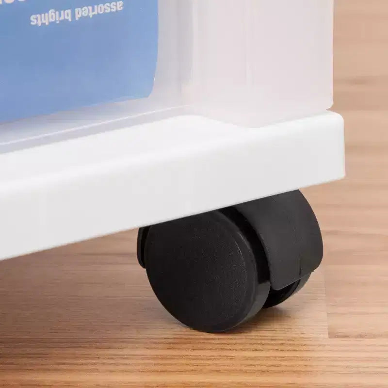 Chariot de rangement roulant à 5 tiroirs avec plateau organisateur — Blanc, plastique, fabriqué aux États-Unis