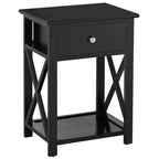 HOMCOM 22 Traditional Wood Accent End Table With Storage Drawer for Living Room or Bedroom