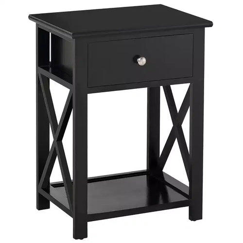 HOMCOM 22 Traditional Wood Accent End Table With Storage Drawer for Living Room or Bedroom