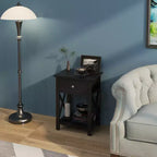 Table d'appoint traditionnelle en bois de 22 po avec tiroir de rangement – Salon ou chambre à coucher