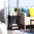 Table d'appoint traditionnelle en bois de 22 po avec tiroir de rangement – Salon ou chambre à coucher