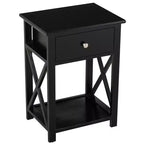 Table d'appoint traditionnelle en bois de 22 po avec tiroir de rangement – Salon ou chambre à coucher