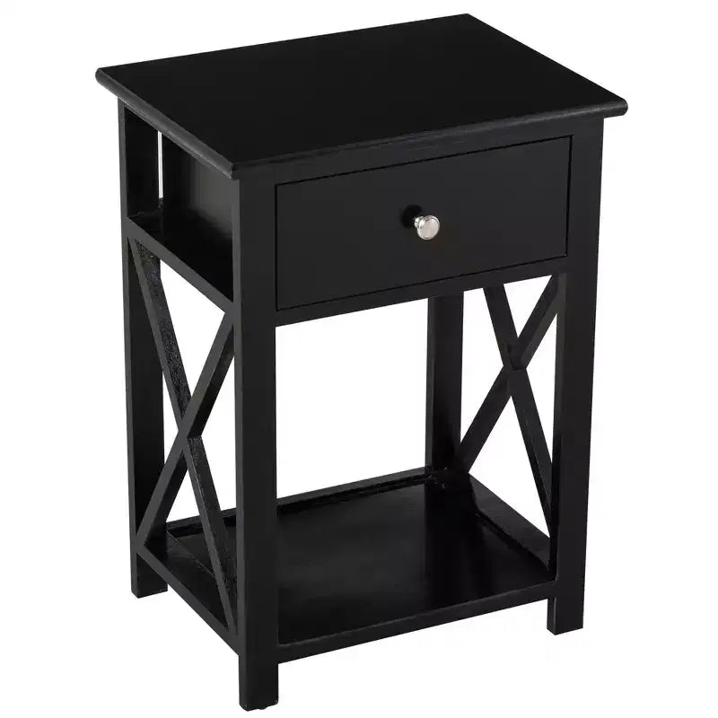 Table d'appoint traditionnelle en bois de 22 po avec tiroir de rangement – Salon ou chambre à coucher