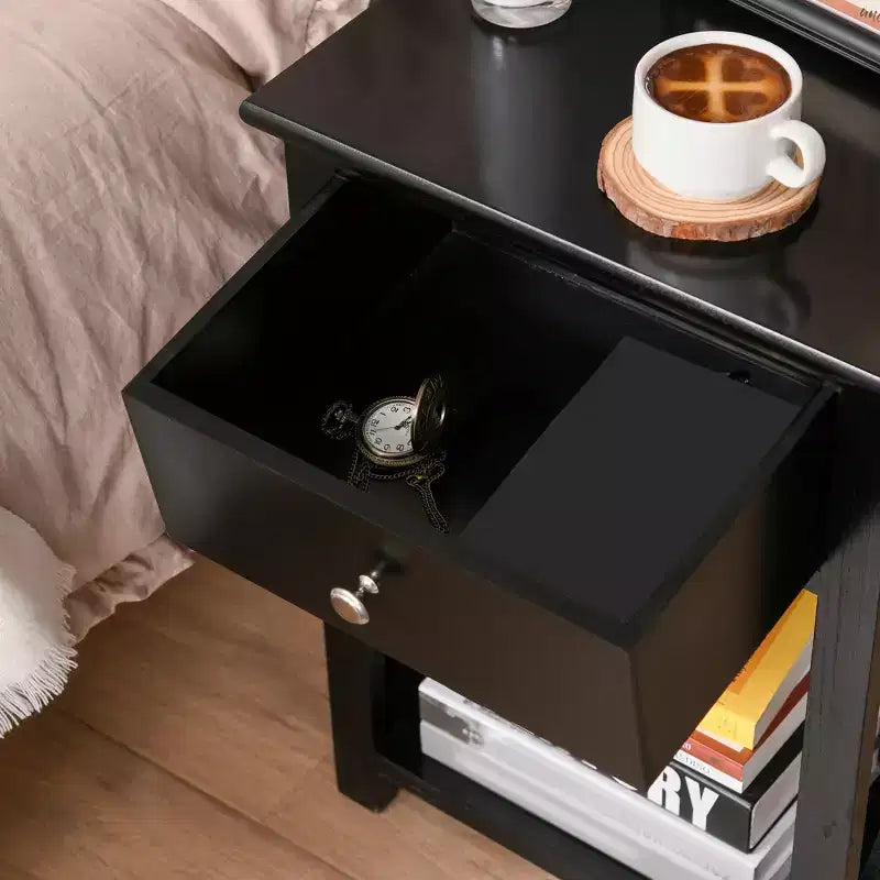 Table d'appoint traditionnelle en bois de 22 po avec tiroir de rangement – Salon ou chambre à coucher