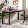 Table de conférence de 140 cm — Bureau d'étude informatique, piètement en métal, Acajou et Noir
