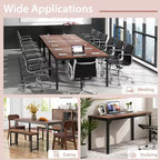 Table de conférence de 140 cm — Bureau d'étude informatique, piètement en métal, Acajou et Noir