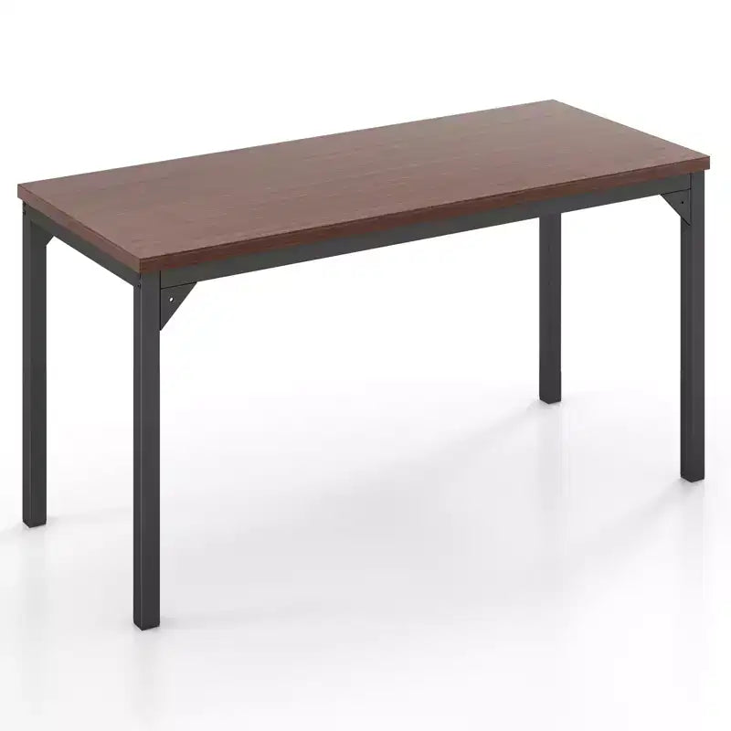 Table de conférence de 140 cm — Bureau d'étude informatique, piètement en métal, Acajou et Noir