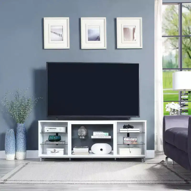 Meuble TV Brighton pour téléviseurs jusqu'à 56" — Gestion des câbles, étagère fixe, MDF