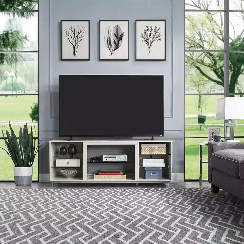 Meuble TV Brighton pour téléviseurs jusqu'à 56" — Gestion des câbles, étagère fixe, MDF