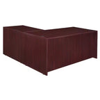 Bureau d'angle en L 152x165 cm avec double caisson à tiroirs – Gris frêne, verrouillable
