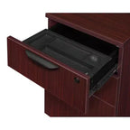 Bureau d'angle en L 152x165 cm avec double caisson à tiroirs – Gris frêne, verrouillable