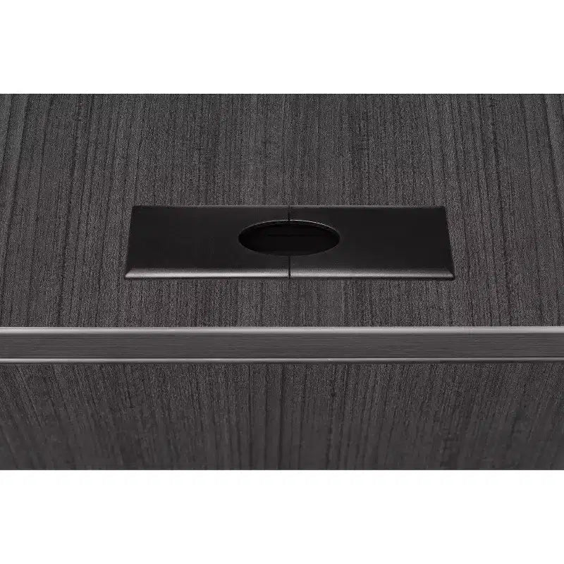 Bureau d'angle en L 152x165 cm avec double caisson à tiroirs – Gris frêne, verrouillable