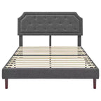 Lit plateforme rembourré Queen — Tête de lit capitonnée, Gris foncé, Aucun sommier tapissier requis
