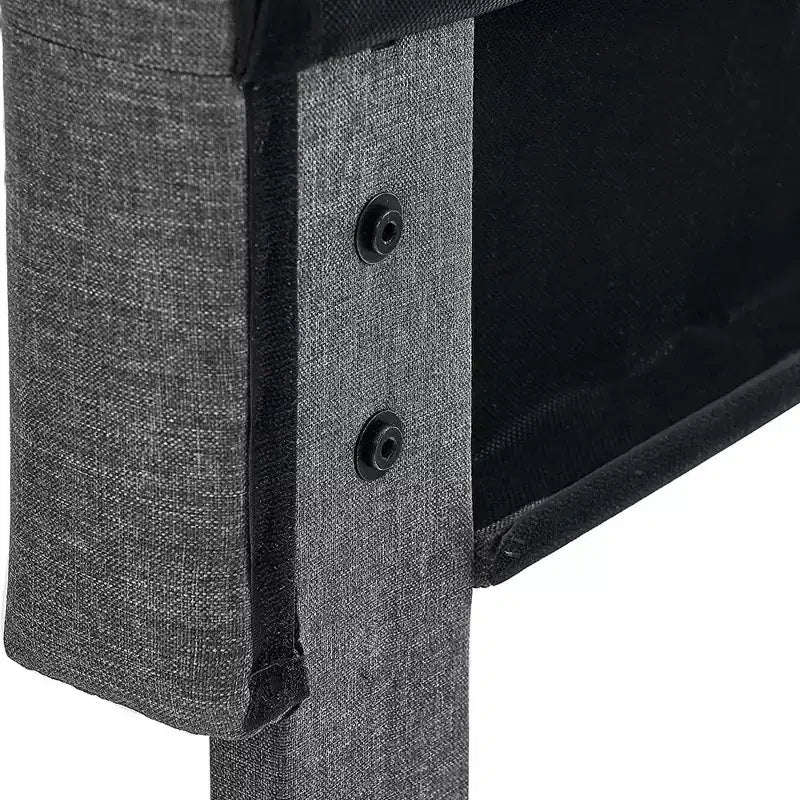 Lit plateforme rembourré Queen — Tête de lit capitonnée, Gris foncé, Aucun sommier tapissier requis