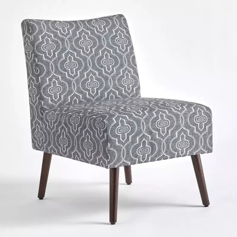 Fauteuil d'appoint sans accoudoirs Petula Velvet — Structure en bois dur, Assise en mousse, Fini naturel