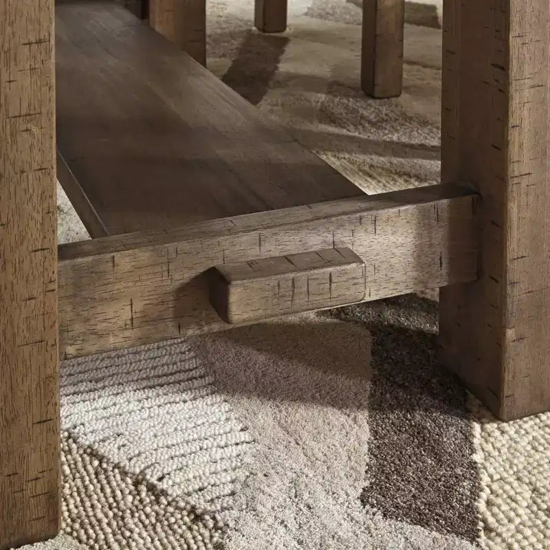 Table de salle à manger rectangulaire extensible Moriville — Bois brun rustique, jusqu'à 8 personnes